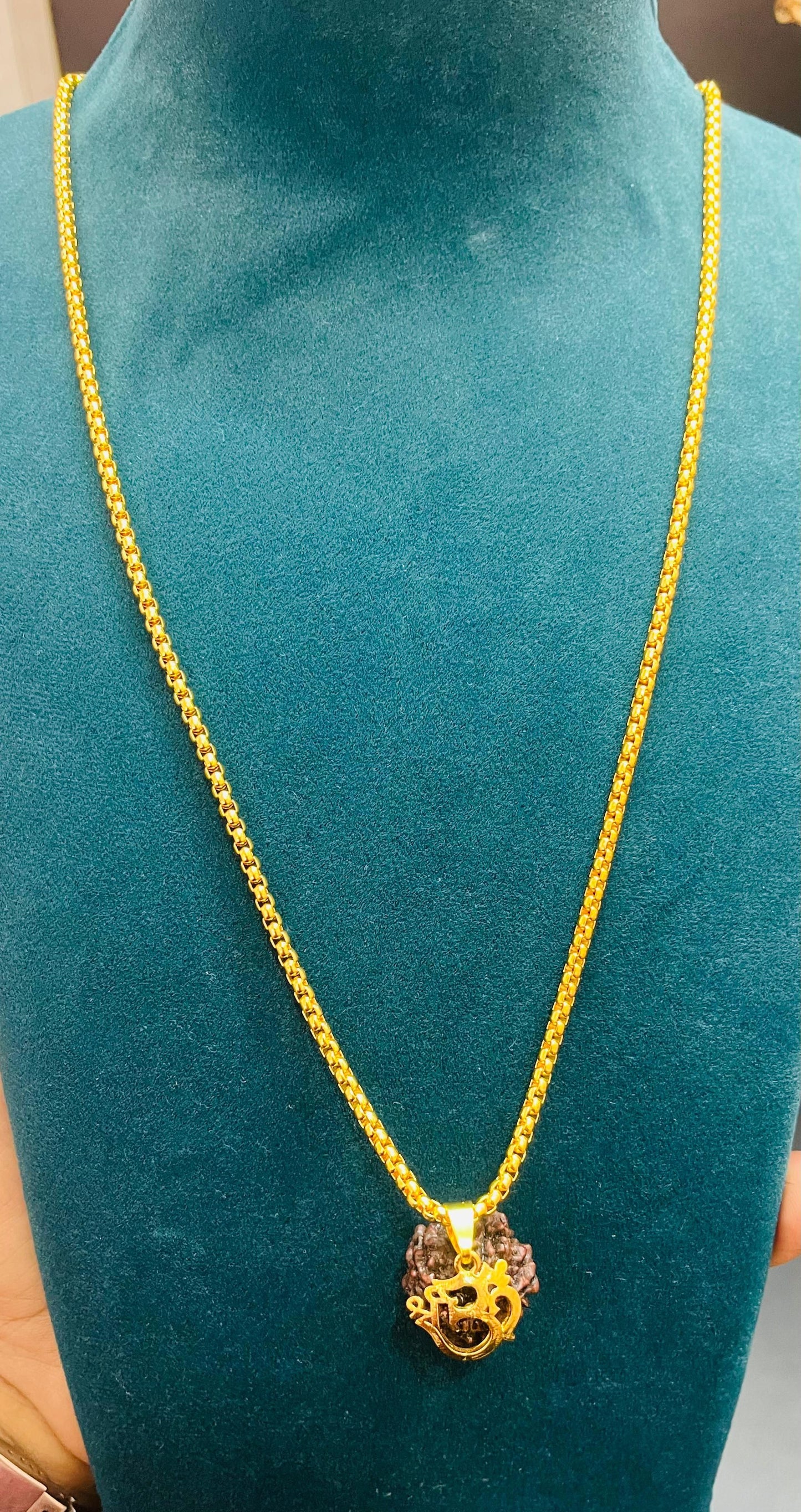 Om Rudraksha Pendant with Chain - Sacred Spiritual Jewelry for Men