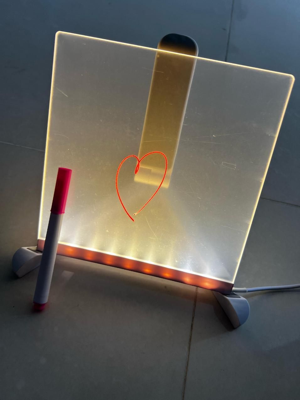 3D LED Light Glass Acrylic Writing Pad with 12 Pens - Message Board & Night Light