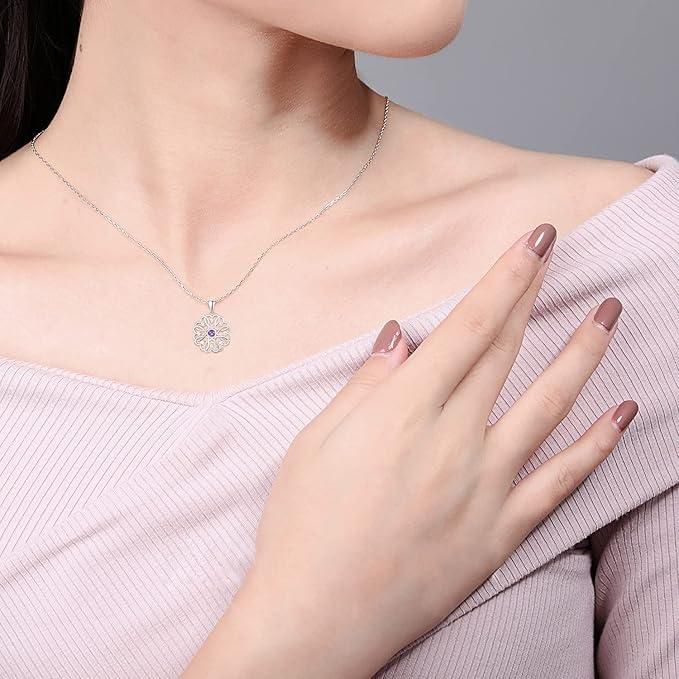 Sterling Silver Birthstone Pendant Necklace with Chain