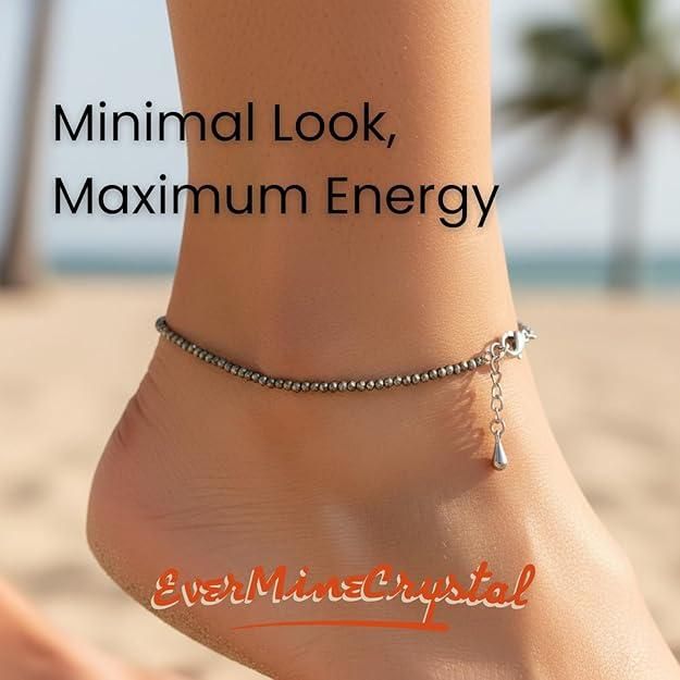 EverMine Raw Pyrite Crystal Anklet - Money, Protection & Power Stone